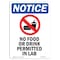 Signmission Sign, 10" H, Rigid Plastic, No Food Or Drink Permitted Sign With Symbol, Portrait, V-14605 OS-NS-P-710-V-14605 - alternate 1